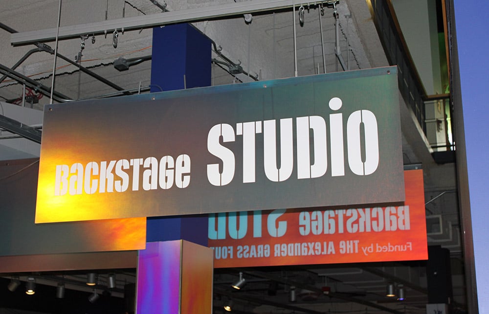 Backstage studio sign